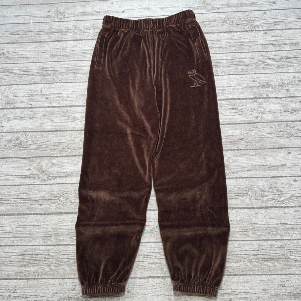 OVO October's Very Own Sweatpants Men's Medium Brown Velour Relaxed Fit Athletic